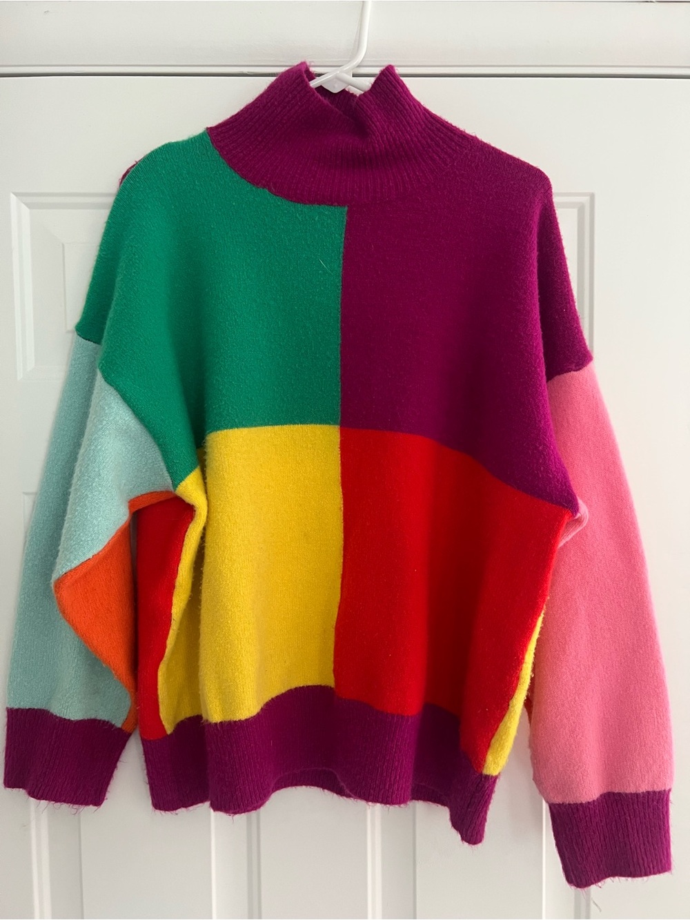 Colorblock Mock Neck Women’s Sweater - Multicolor